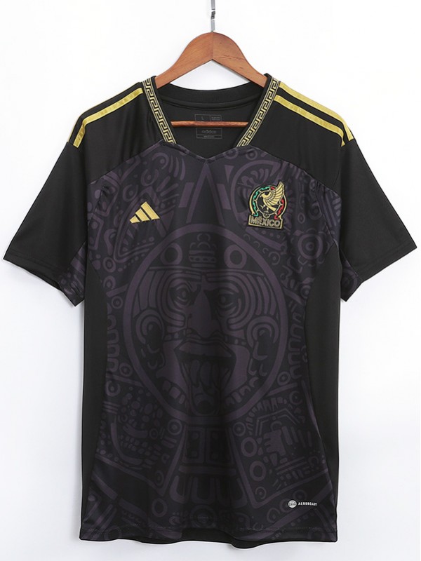 Mexico maglia da allenamento pre-partita uniforme da calcio da uomo nera abbigliamento sportivo maglia top kit 2023-2024